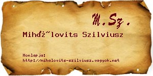 Mihálovits Szilviusz névjegykártya